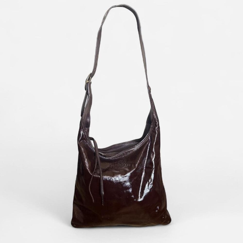 Vintage Y2k Coach Chocolate Brown Patent Hobo Shoulder Bag